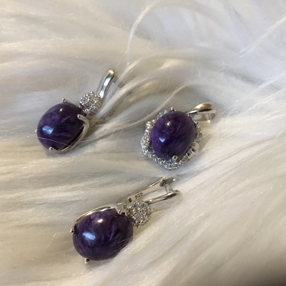 NWOT Vintage Genuine Russian Chariot & Diamond Cut Sapphire Earrings & Pendan - Picture 7 of 12